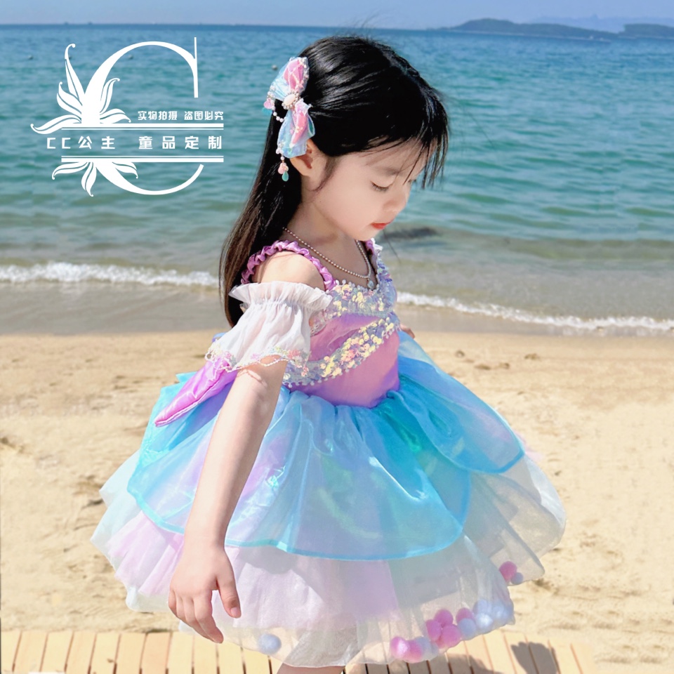 夏女童原创COS迪士尼美人鱼洛丽塔连衣裙生日礼服花童走秀公主裙