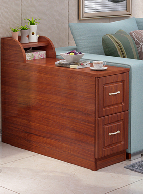 沙发侧边柜边几轻奢北欧缝隙扶手柜带门收纳柜多功能小窄茶几角几