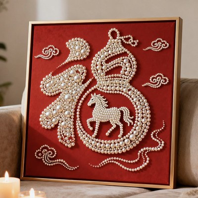 DIY珍珠画手工创意高级感新婚喜字闺蜜礼物全套材料客厅装饰挂画