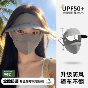 防晒面罩女夏季2026新款遮阳防紫外线全脸帽子口罩一体冰丝脸基尼