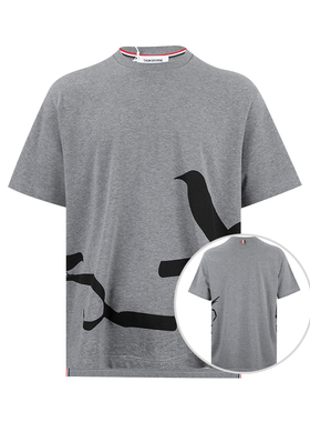 Thom Browne汤姆布朗男乌鸦印花全棉短袖T恤男士春夏新款XY推选