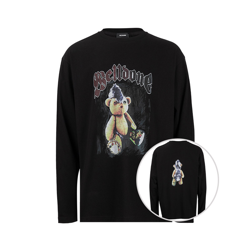 we 11 done男女同款圆领图案印花全棉长袖T恤男女2025新款XY推选