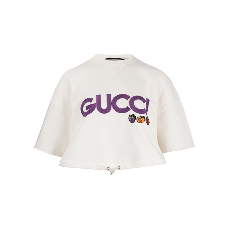 Gucci/古驰女士Logo字母印花短款圆领短袖T恤女春夏新款XY促销