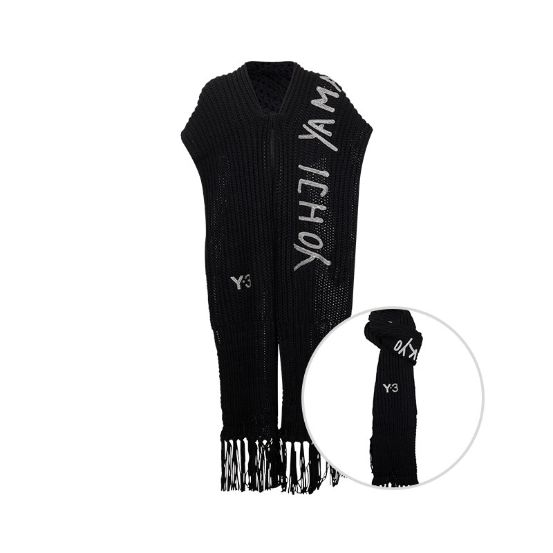 Y-3经典字母logo流苏边围巾男女