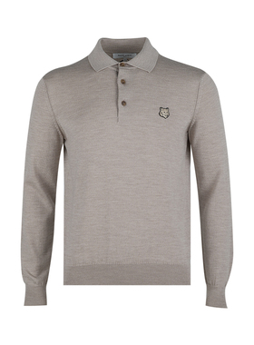 Maison Kitsune男经典 Bold Fox Head 羊毛长袖polo衫男士新款XY