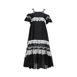 PINKO女短袖拼接中长款连衣裙女士春夏XY奥莱C