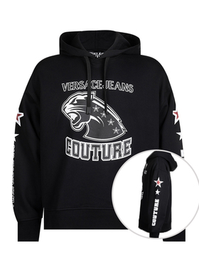 Versace/范思哲男logo印花全棉套头加绒连帽衫男士XY精选