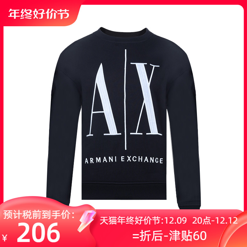 网球风Armani Exchange阿玛尼休闲圆领套头卫衣女士XY特卖