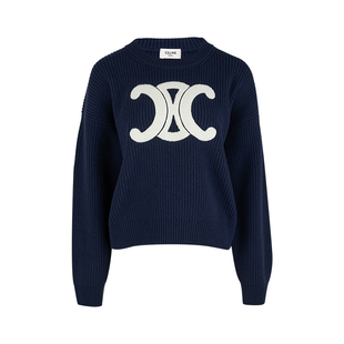 毛衣女士2025年秋冬新款 CELINE赛琳女经典 圆领套头贴饰落肩长袖