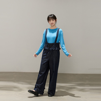 零碳天丝羊毛针织衫波边圆领长袖