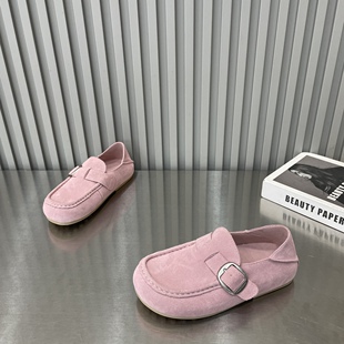 TTRR勃肯鞋平底乐福鞋2026春季新款磨砂皮豆豆鞋复古两穿懒人鞋