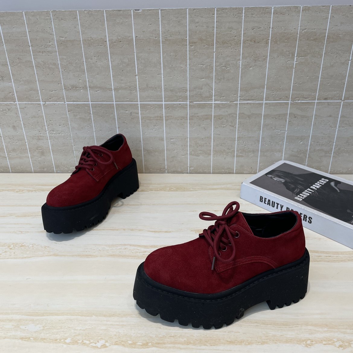 2026春季新款厚底乐福鞋女春季小个子松糕单鞋系带休闲轻便增高鞋,女鞋,棉鞋,淘宝优惠券,粉丝福利购,淘宝优惠卷