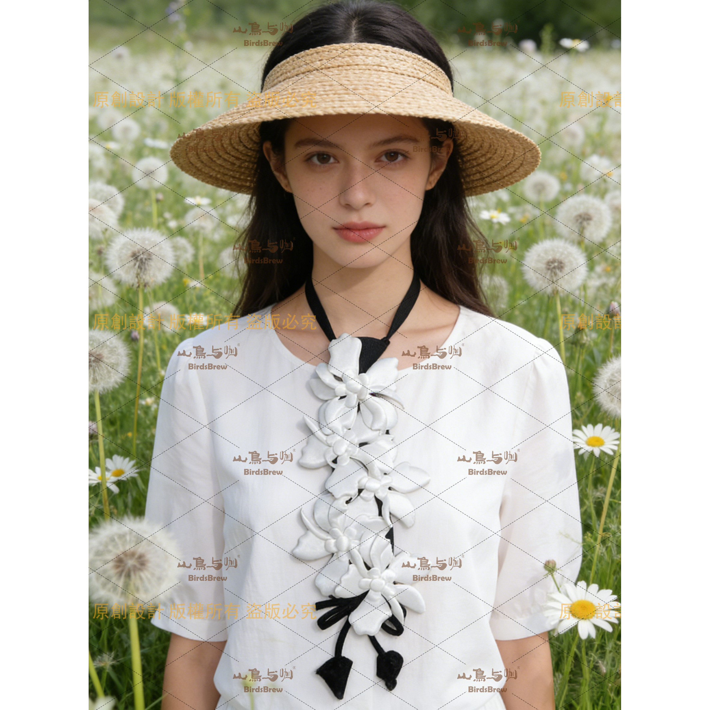 原创小众白兰【花簇】领带仙系花朵装饰领结个性婚纱礼服甜妹配饰