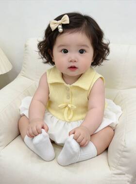 婴儿衣服夏季洋气宝宝连体衣服夏装女婴满月百天公主夏天连衣裙子