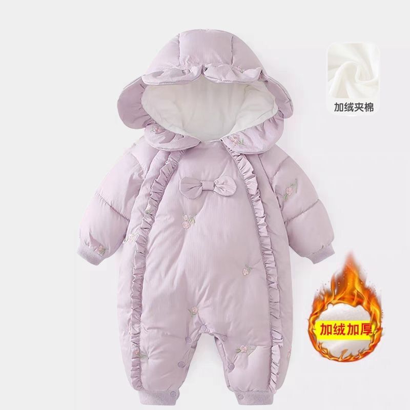 婴儿冬装连体衣服可爱宝宝超萌公主洋气保暖棉服小月龄棉衣外出服