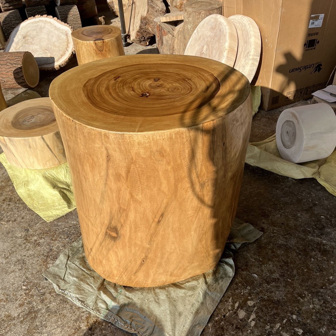 香樟木墩根雕凳子原木树桩木桩底座茶几茶台圆木凳子实木墩子树墩