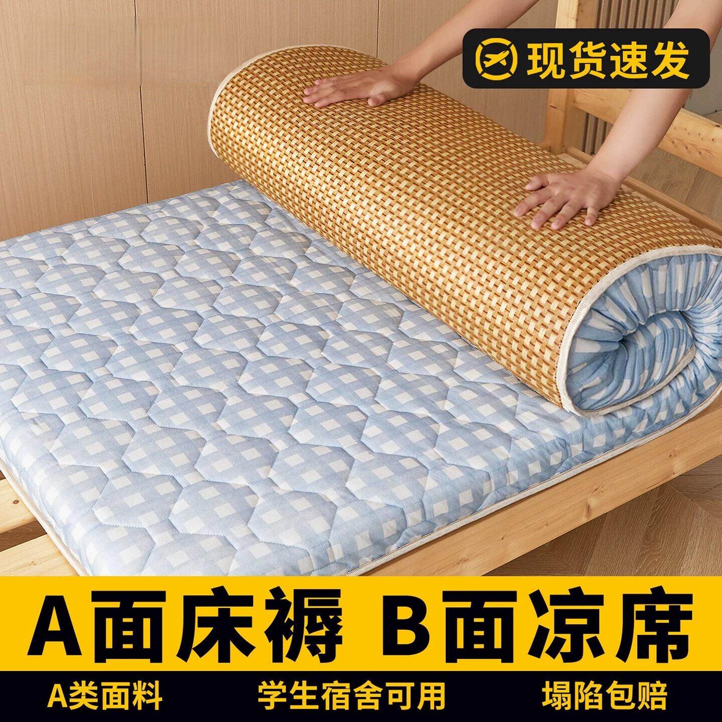 日本进口宿舍学生单人垫子夏季冰藤凉席床垫租房专用床褥冬夏两用