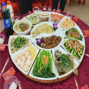 围餐酒席圆桌拼盘组合餐具26CM加大加厚扇形菜盘子大盘鸡海鲜摆盘