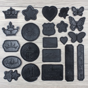 自粘黑色皮革补丁贴 皮质沙发衣服包包装饰修补无痕破洞刺绣贴花