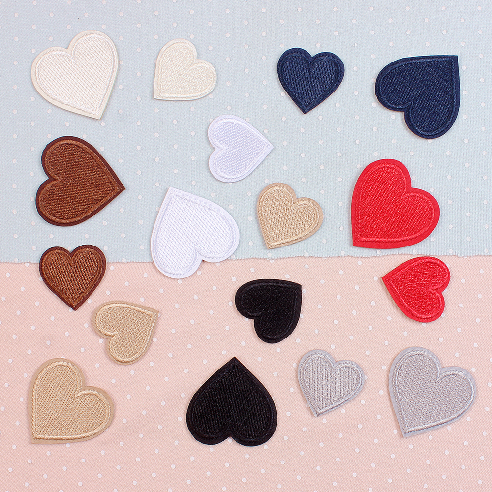 自粘小爱心布贴衣服裤子桌布装饰修补破洞心形贴花刺绣桃心补丁贴