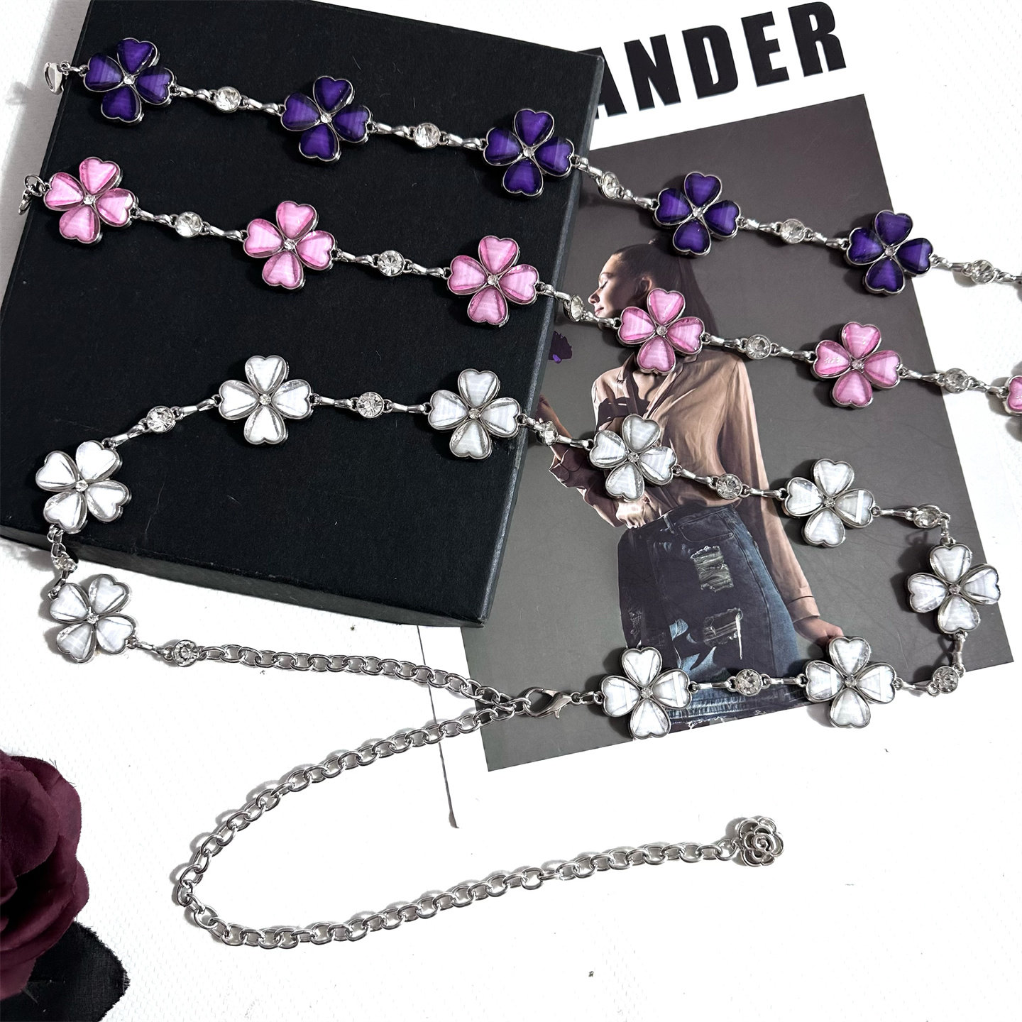 新款腰链百搭细腰带夏季装饰裙子衬衫收腰ins潮金属花朵链条韩版