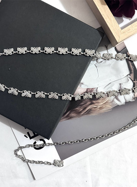 其他女水钻金属合金百搭蝴蝶腰链