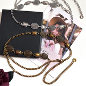 银色腰链设计感复古配饰百搭配连衣裙子双层金属链条腰带裤 皮带潮