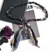 2025秋波西米亚风丝巾蜡绳编织腰链细腰带搭配拖地裤 半裙串珠腰绳