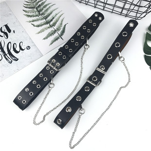 韩版 潮人百搭圆环链条皮带学生男女通用嘻哈街头街舞滑板腰带腰封