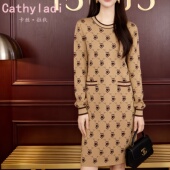 连衣裙2026年春季 CATHYLADI法式 复古时尚 宽松气质显瘦圆领裙子女