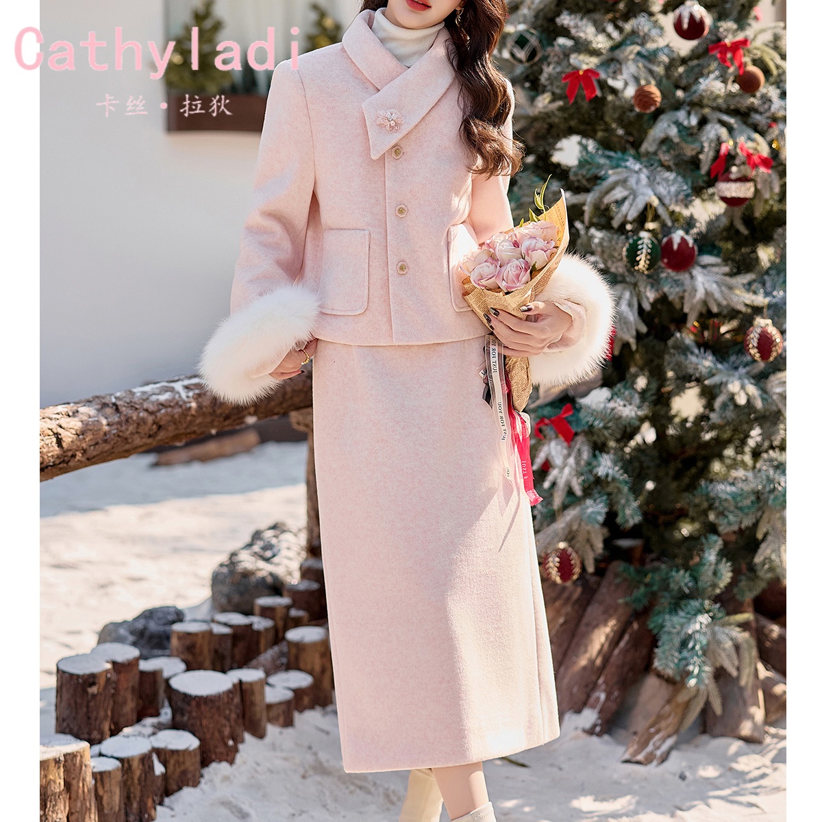 CATHYLADI时尚小香风毛呢套装