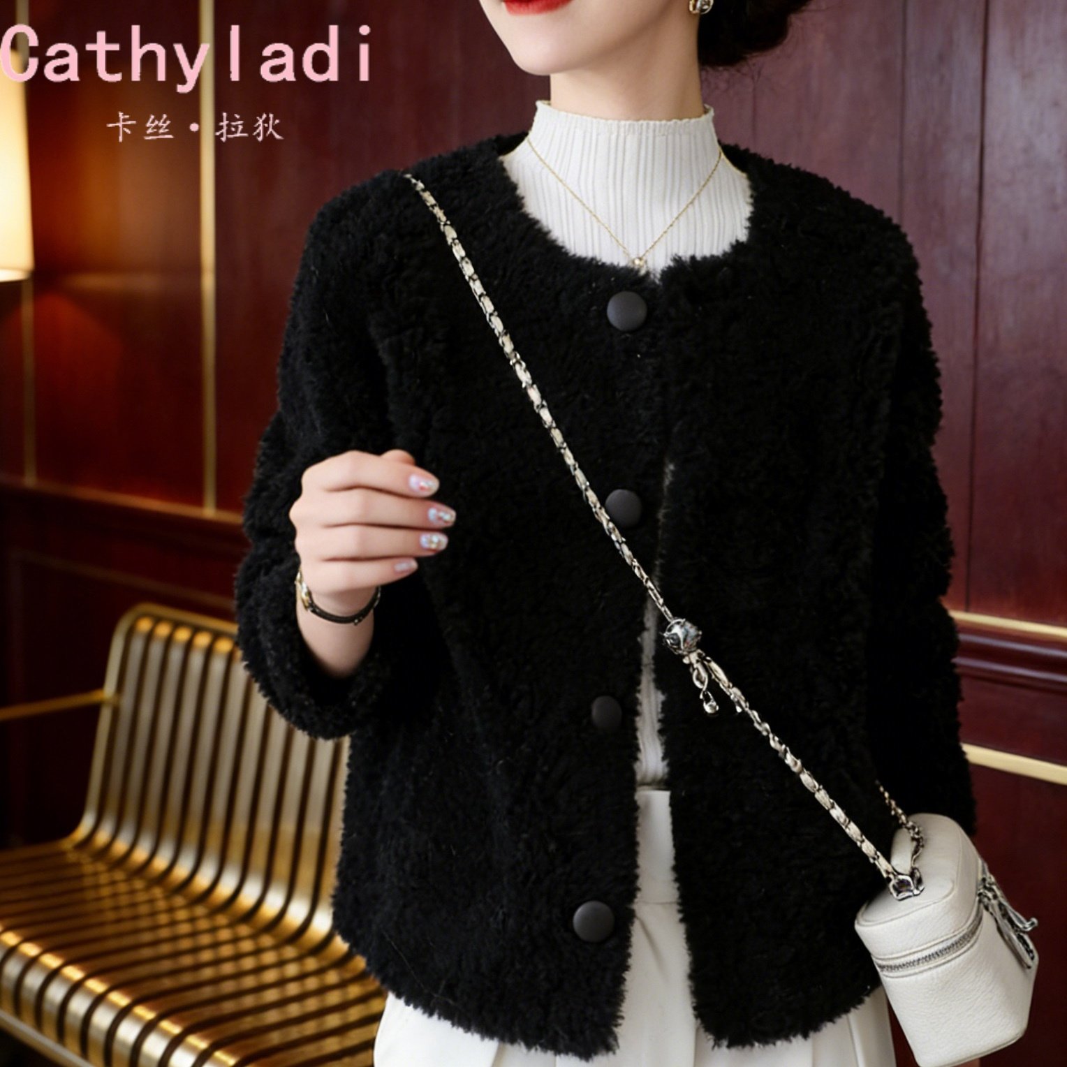 CATHYLADI小香风宽松短款外套2026年冬季保暖轻奢法式长袖上衣女,女装/女士精品,短外套,淘宝优惠券,粉丝福利购,淘宝优惠卷