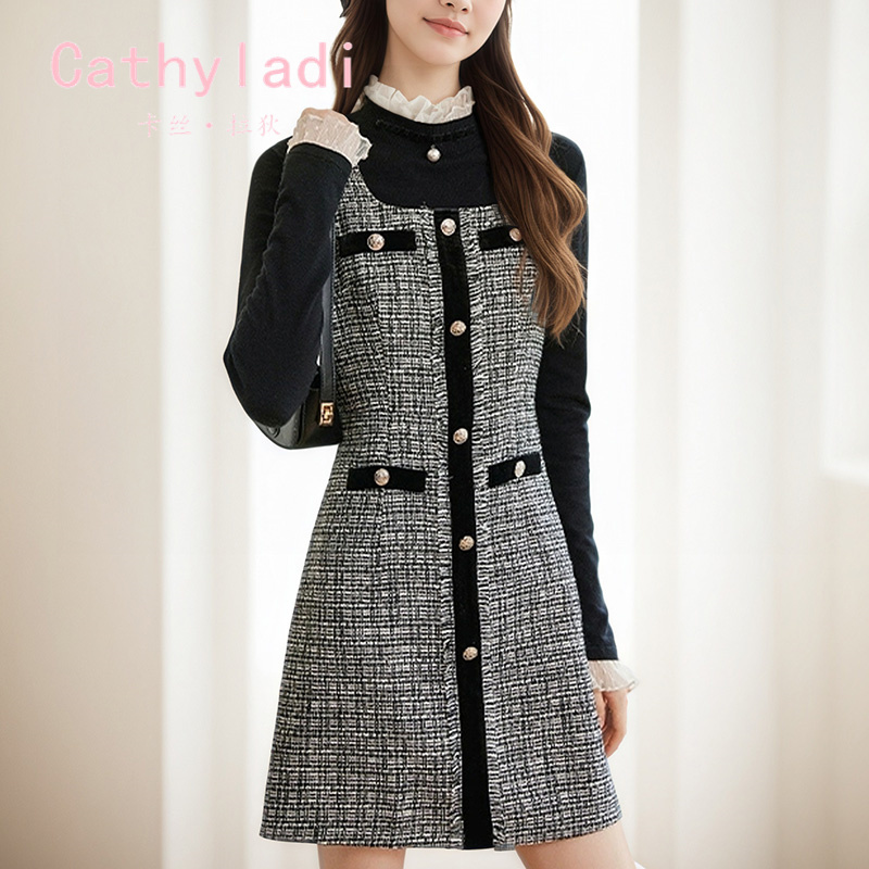 CATHYLADI法式小香风无袖连衣裙