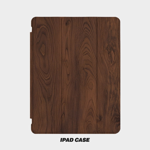 木板纹理艺术ins小众适用平板壳iPad7/8/9/10壳2020带笔槽Air2/3/4/5苹果2021第九代11Pro三折min