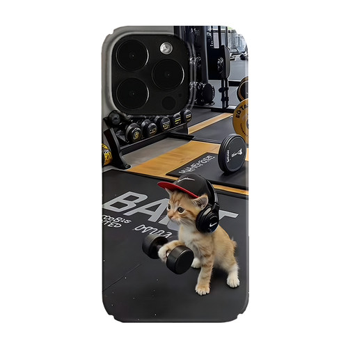 卡通健身猫咪艺术小众适用于iPhone18promax苹果17promax菲林手机壳16pro新款14/15磁吸13pro华为p90pro