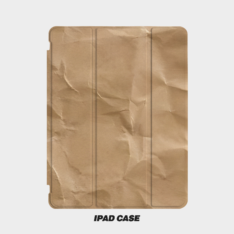 褶皱纸张Y2K艺术ins小众适用平板壳iPad7/8/9/10壳2020带笔槽Air2/3/4/5苹果2021第九代11Pro三折min