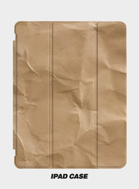 褶皱纸张Y2K艺术ins小众适用平板壳iPad7/8/9/10壳2020带笔槽Air2/3/4/5苹果2021第九代11Pro三折min
