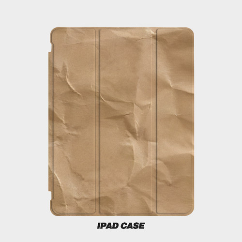 褶皱纸张Y2K艺术ins小众适用平板壳iPad7/8/9/10壳2020带笔槽Air2/3/4/5苹果2021第九代11Pro三折min - 封面