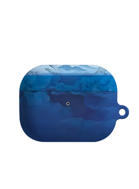 ins蓝色涂鸦小花艺术适用苹果耳机保护套airpodspro2无线蓝牙耳机壳三代airpod二代ipod耳机套airpods3菲林