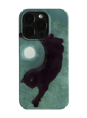 月亮黑色猫咪艺术小众适用高级感卡通iPhone16pro+苹果15promax菲林手机壳新款13/1214proVIVO90