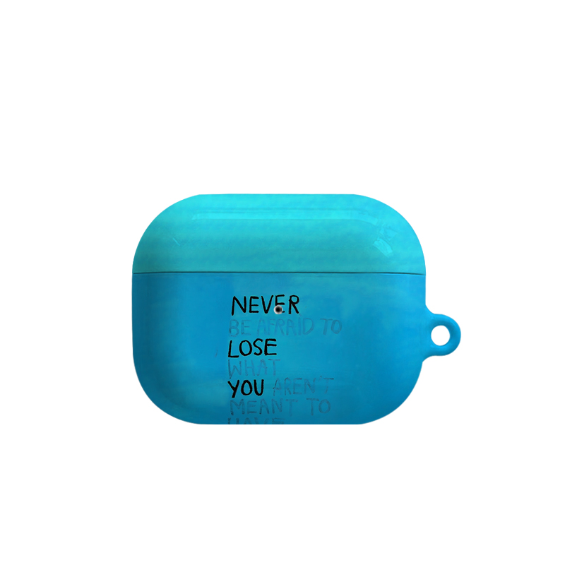 蓝色简约字母艺术适用苹果耳机保护套airpodspro2无线蓝牙耳机壳三代airpod二代ipod耳机套airpods3菲林