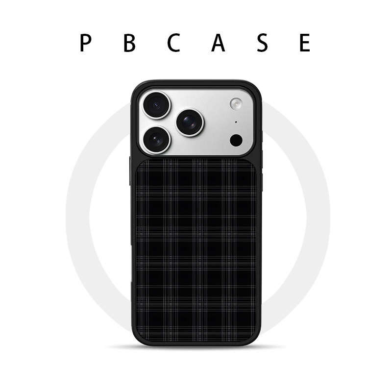 「黑色格纹」 适用于苹果小米手机壳17promax磁吸iPhone16新款15小众INS风14高级13简约12高级感