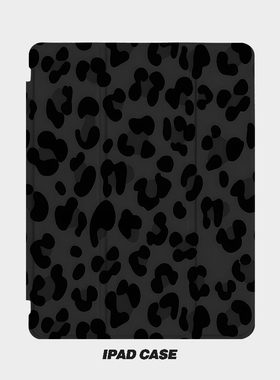 黑色豹纹艺术ins小众适用平板壳iPad7/8/9/10壳2020带笔槽Air2/3/4/5苹果2021第九代11Pro三折min
