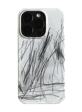 黑色线条涂鸦艺术小众适用高级感卡通iPhone16pro+苹果15promax菲林手机壳新款13/1214proVIVO90