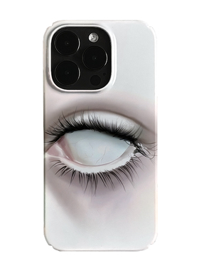 白色眼球艺术小众适用高级感卡通iPhone16pro+苹果15promax菲林手机壳新款13/1214proVIVO90