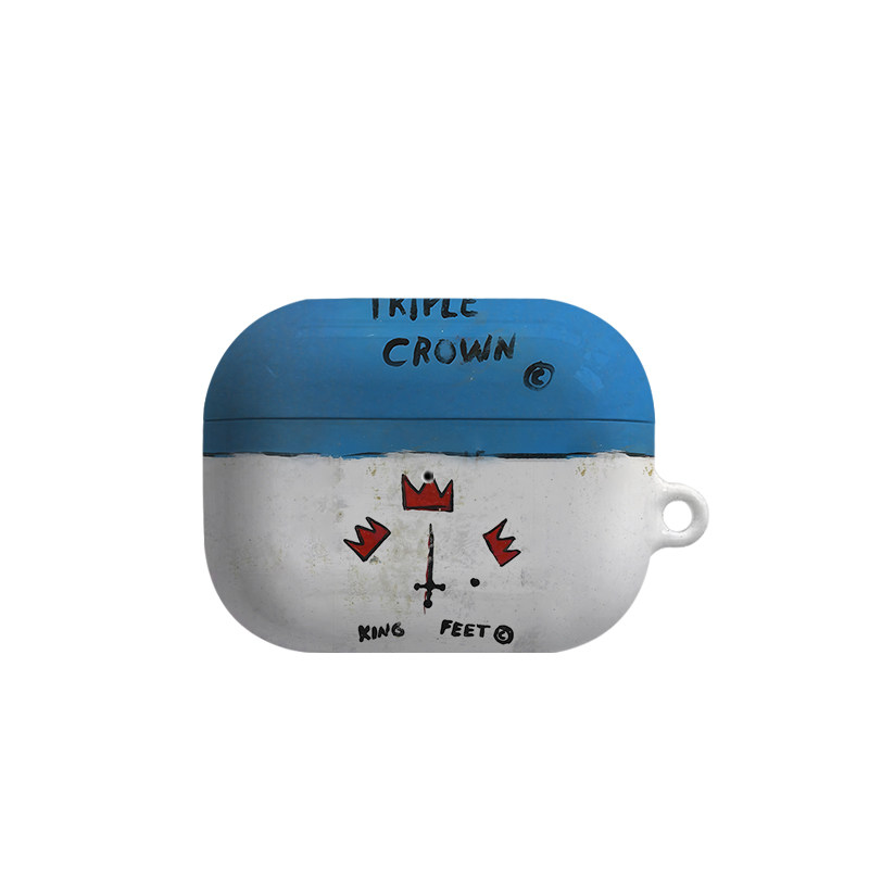 宝剑与皇冠涂鸦艺术适用苹果耳机保护套airpodspro2无线蓝