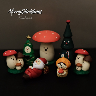 超萌圣诞主题摆件蘑菇装饰公仔