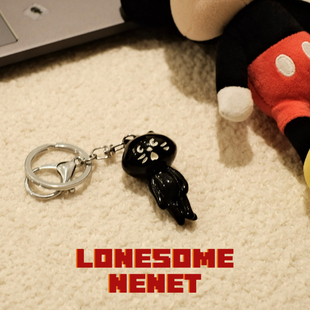 日系可爱惊讶猫咪Nya钥匙扣Ne net公仔挂件包包饰品钥匙圈挂饰