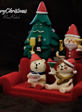 可爱怀旧圣诞树老人礼物氛围摆件