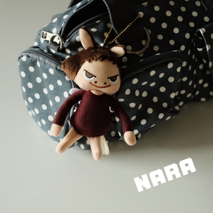 日单可爱nara奈良美智恶魔天使翅膀钥匙包包挂件娃娃公仔毛绒摆件
